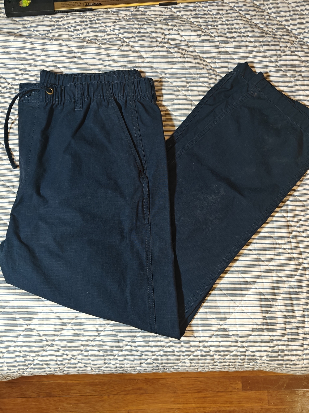 Peter Christian Men Dark Navy Cotton Field Elastic Waist Pants Waist 38